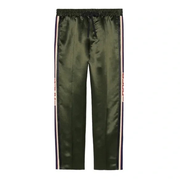 GUCCI MENS ACETATE SILK JOGGING STRIPE GREEN PANTS SIZE 52 EU - Picture 10 of 10